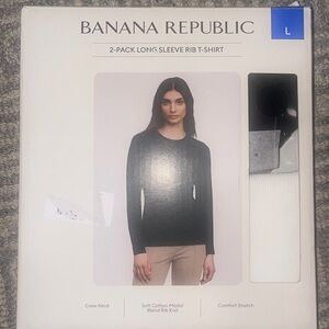 BN Banana Republic Womens   2 pcs Long Sleeve Ribbed T-Shirt White & Black #L